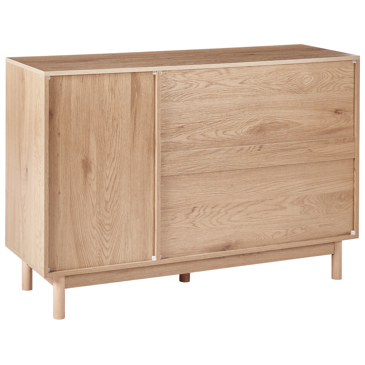 3 Door Sideboard Light Brown Rattan Front with Wooden Legs
