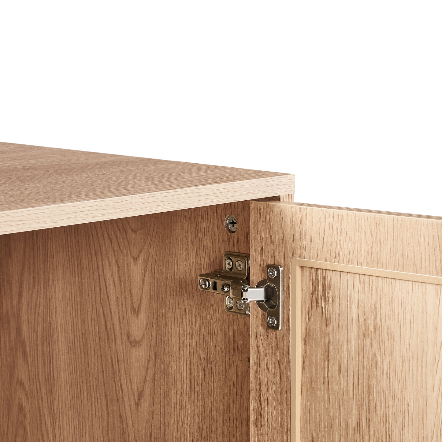 3 Door Sideboard Light Brown Rattan Front with Wooden Legs