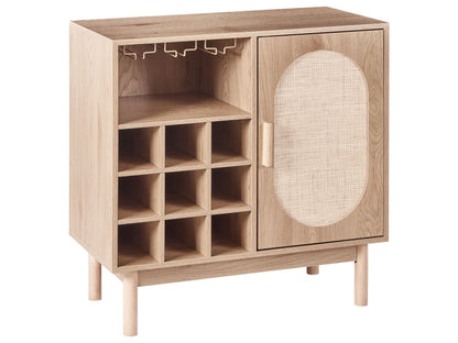 Wine Cabinet Light Brown Rattan Front Sideboard With 9 Bottle Wine Rack