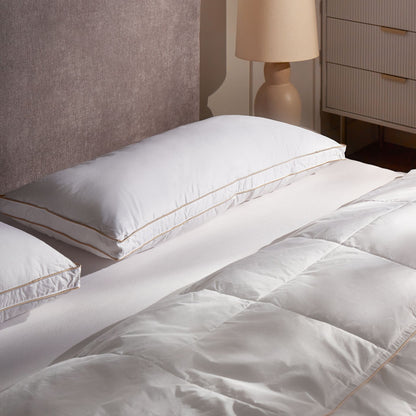 Low Bed Pillow Triple Compartment White Duck Feather 40 x 80