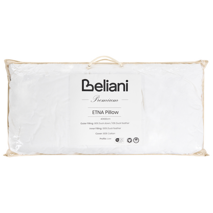 Low Bed Pillow Triple Compartment White Duck Feather 40 x 80