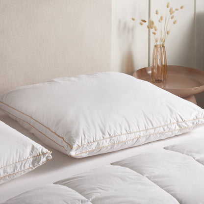Low Bed Pillow Triple Compartment White Duck Down 80 x 80