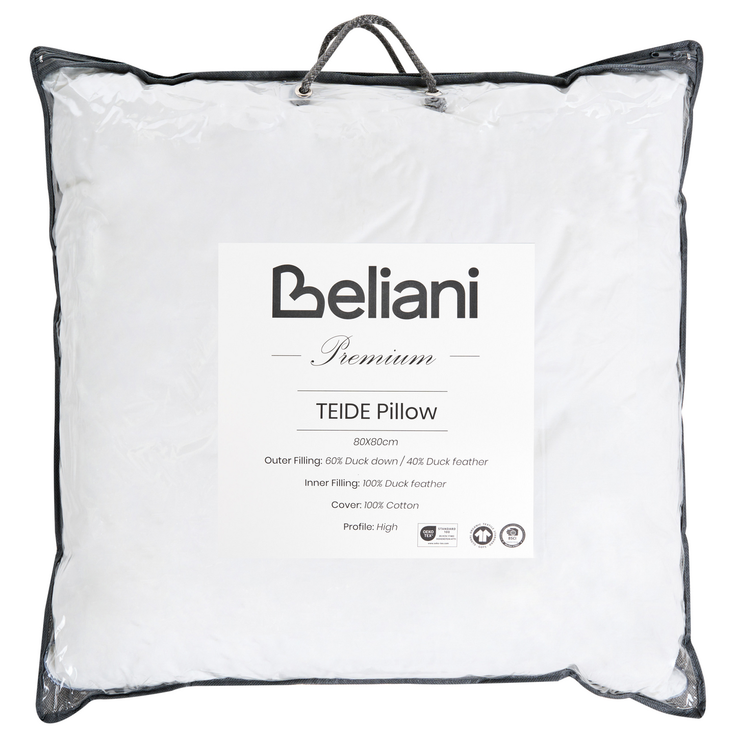 Triple Compartment Down Surround Pillow 80 x 80 White