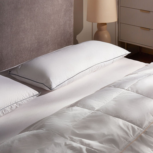 Low Bed Pillow White Duck Feather And Down 40 x 80cm