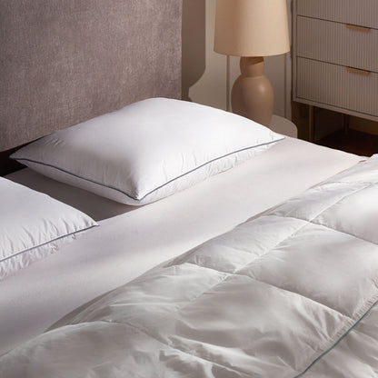 Low Bed Pillow Triple Compartment White Duck Down 50 x 60cm