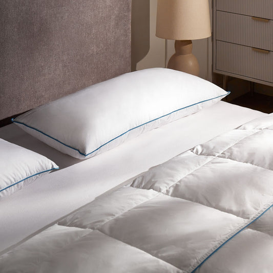 Luxe Duck Feather And Down Pillow 40 x 80 White Cotton Casing