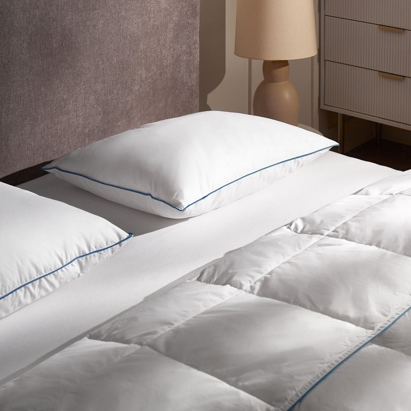 Duck Feather Down Pillow 50 x 60cm Premium Cotton Casing Natural Filling