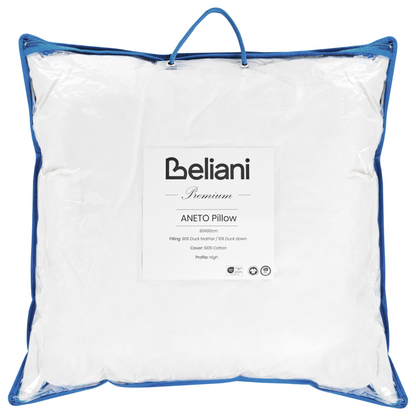 White Duck Feather Down Pillow 80 x 80 Premium Cotton Cover