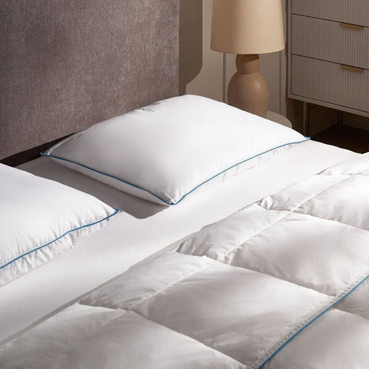 Low Bed Pillow 50 x 60cm White Duck Feather Down With Premium Cotton Casing