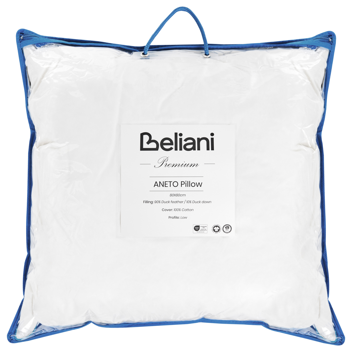 Low Bed Pillow Duck Feather Down 80 x 80cm Premium Cotton