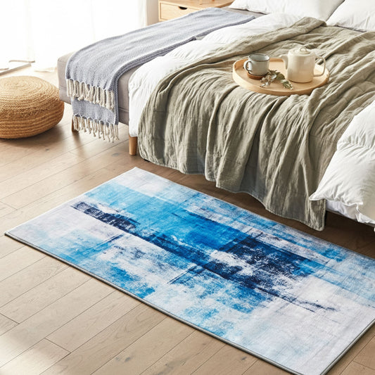 Blue Multicolour 80 x 150cm 3D Print Low Pile Rug