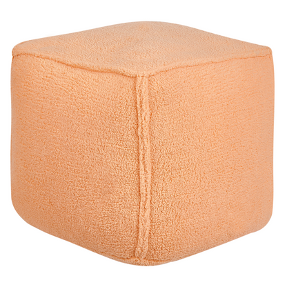 Orange Pouffe 40cm Fluffy Teddy Fabric Footstool