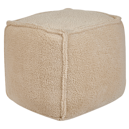 Pouffe 40cm Light Brown Teddy Fabric Seat