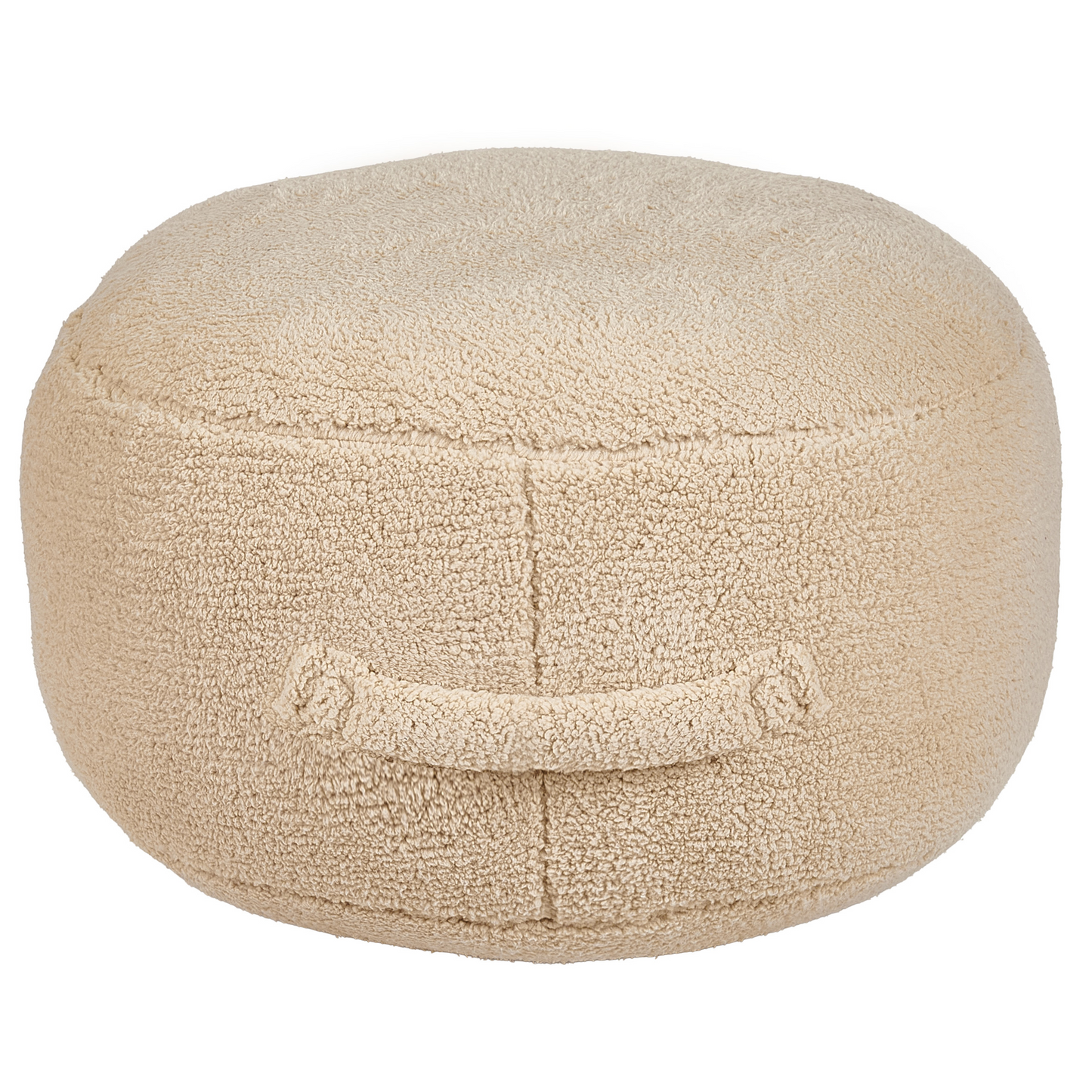 Pouffe Beige 50 x 50 x 30 Teddy Fabric Round Seat