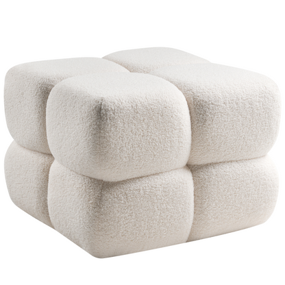 Pouffe Off White Boucle Square 60 x 60cm Footstool