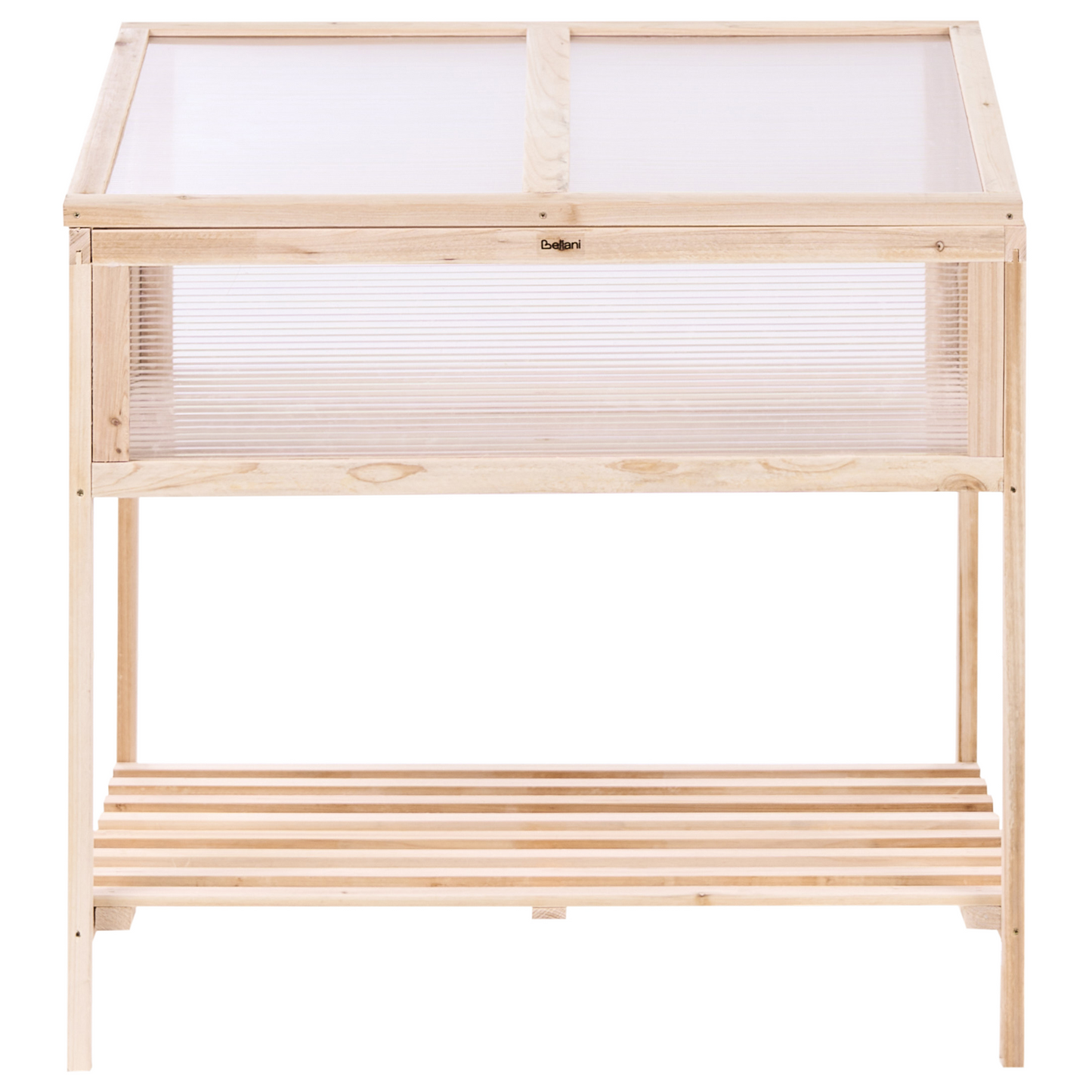 Balcony Greenhouse Elevated Light Brown Fir Wood Garden Bed With Transparent Panels