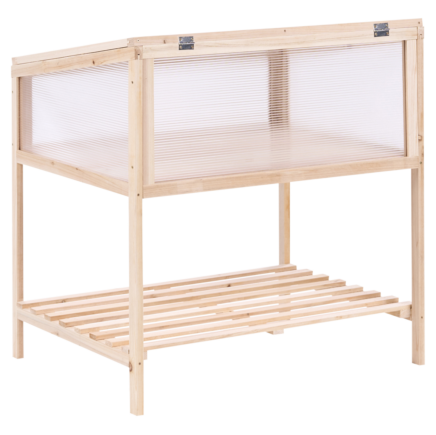 Balcony Greenhouse Elevated Light Brown Fir Wood Garden Bed With Transparent Panels
