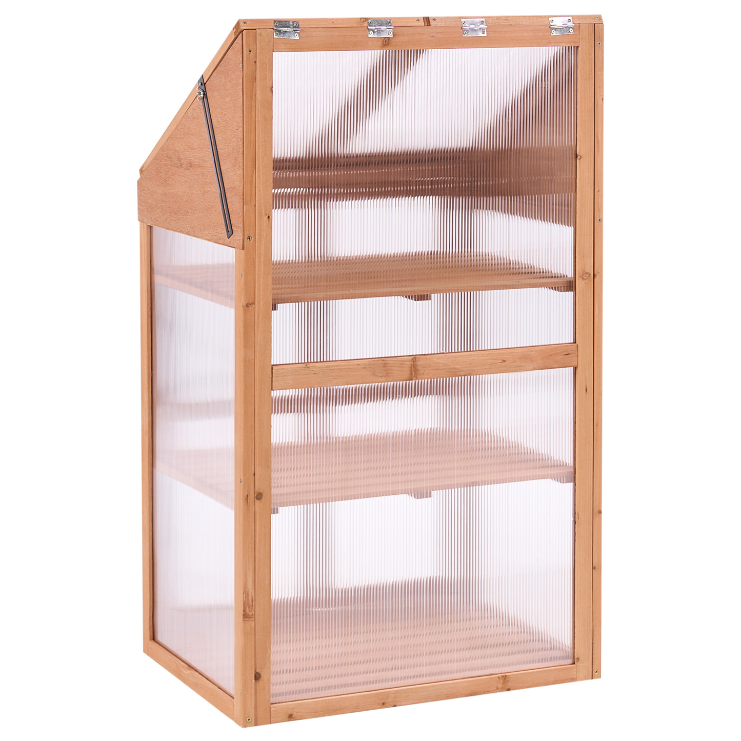 Balcony Greenhouse Fir Wood 3 Tier Double Door LightBrown