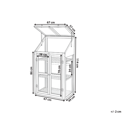 Balcony Greenhouse Fir Wood 3 Tier Double Door LightBrown