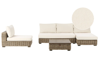 Left Hand Garden Conversation Set Grey Wicker Coffee Table