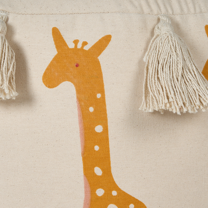 Giraffe Pattern Pouffe Beige 45 x 25cm Handmade