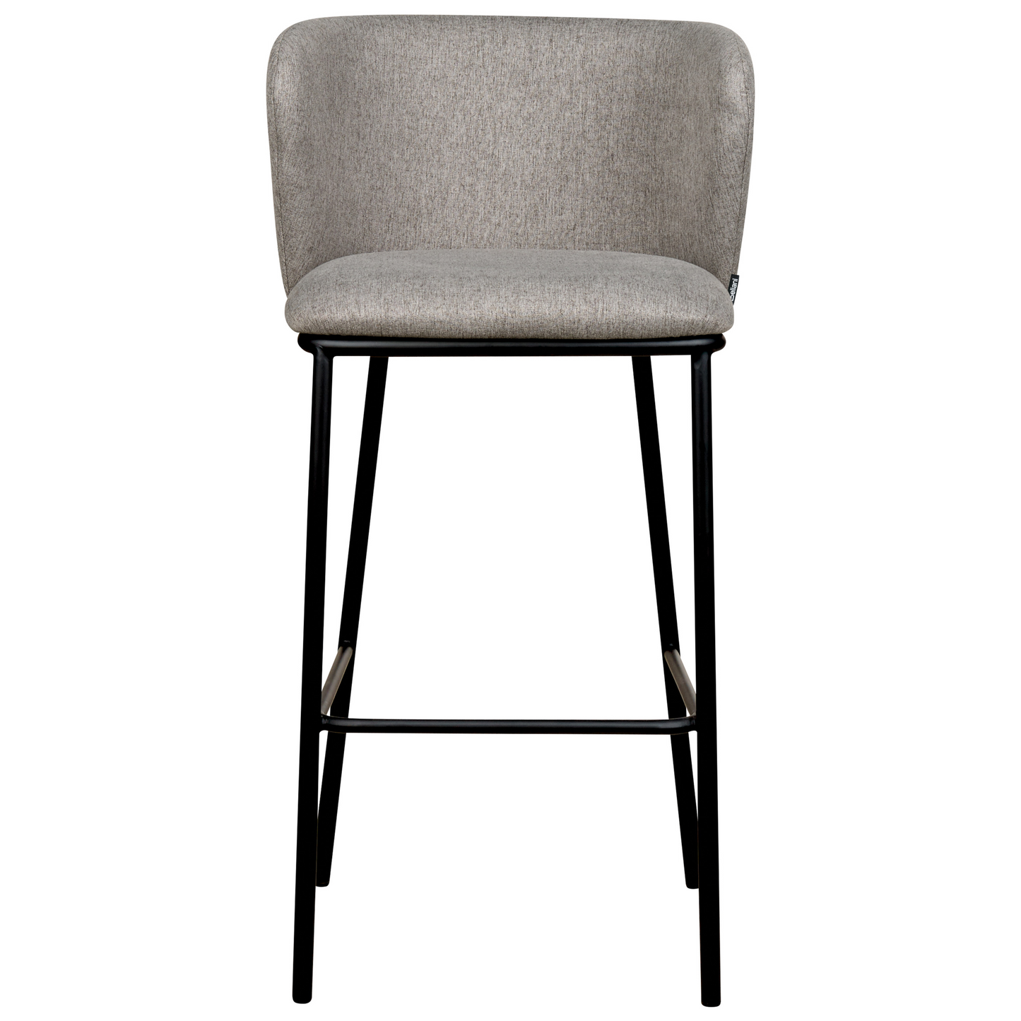 Set of 2 Bar Chairs Grey Polyester Black Metal Legs Armless Curved