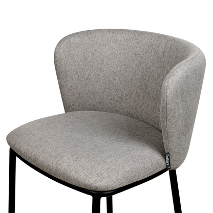 Set of 2 Bar Chairs Grey Polyester Black Metal Legs Armless Curved