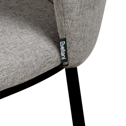 Set of 2 Bar Chairs Grey Polyester Black Metal Legs Armless Curved