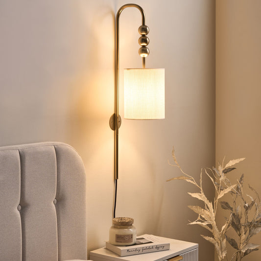Wall Lamp Brass Iron Drum Shade Mid-Century Modern