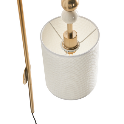 Wall Lamp Brass Beige Iron Drum Shade Mid Century
