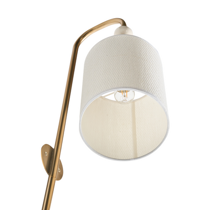 Wall Lamp Brass Beige Iron Drum Shade Mid Century