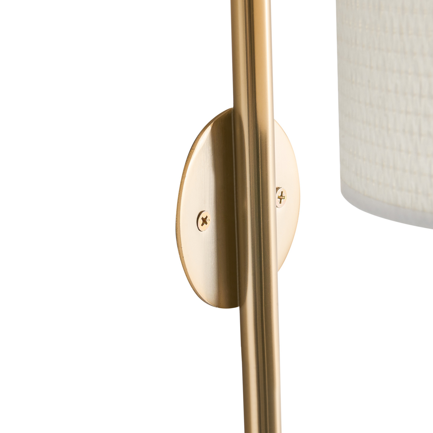 Wall Lamp Brass Beige Iron Drum Shade Mid Century