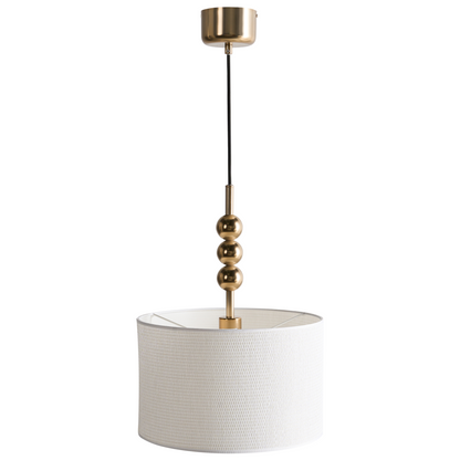 Brass Pendant Lamp With Fabric Drum Shade Mid Century
