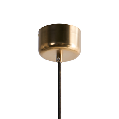 Brass Pendant Lamp With Fabric Drum Shade Mid Century