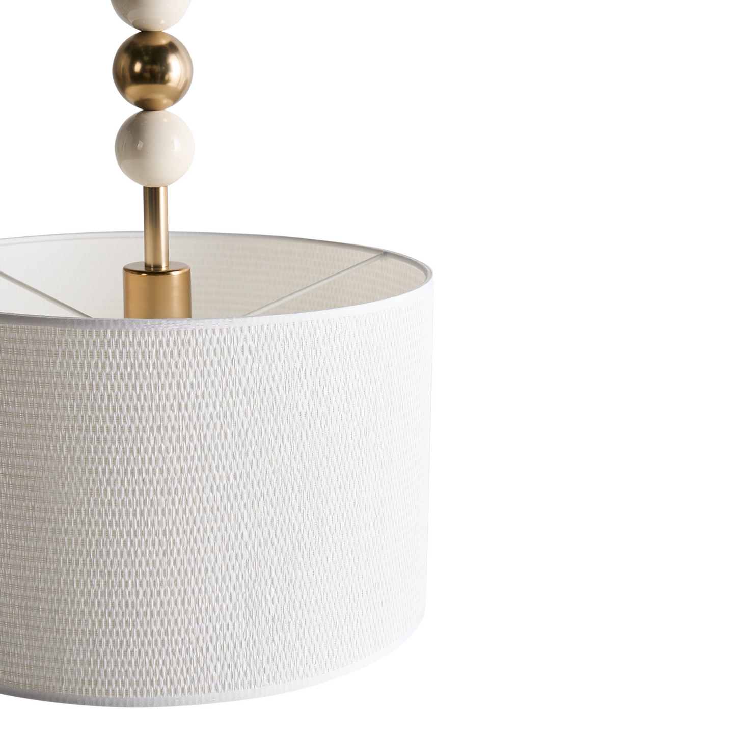 Pendant Lamp Brass Beige Iron Drum Shade Mid Century Modern Style Luxury Ceiling Fixture