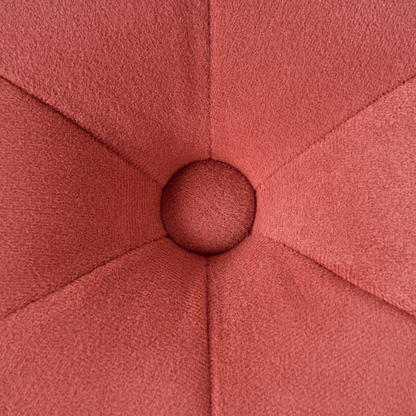 Round Tufted Coral Red Velvet Chesterfield Ottoman Pouffe