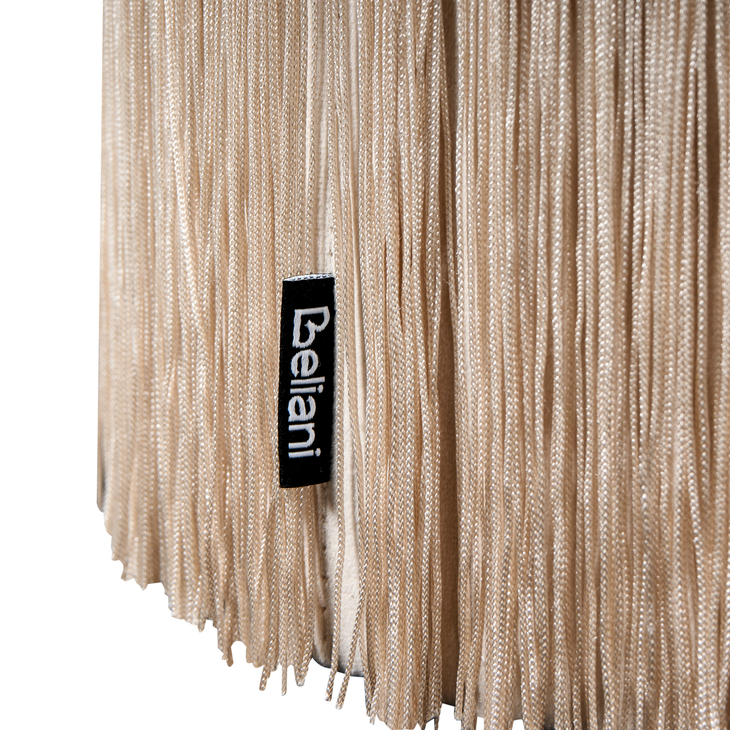 Velvet Beige Round Ottoman Pouffe With Tassels