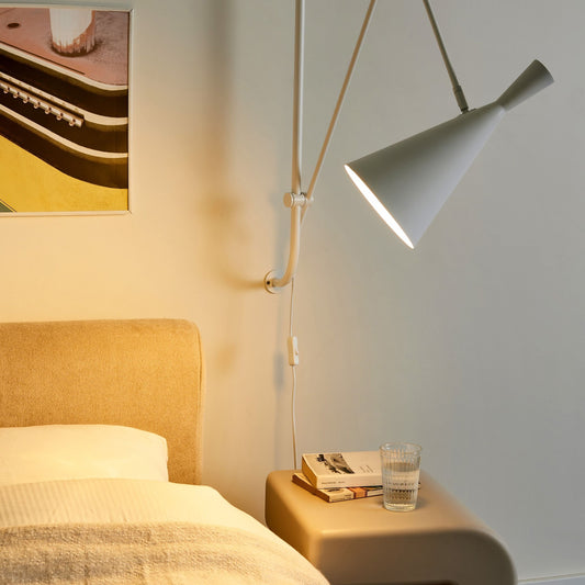 Wall Lamp Black Steel 1 Light Cone Shade Adjustable Arm