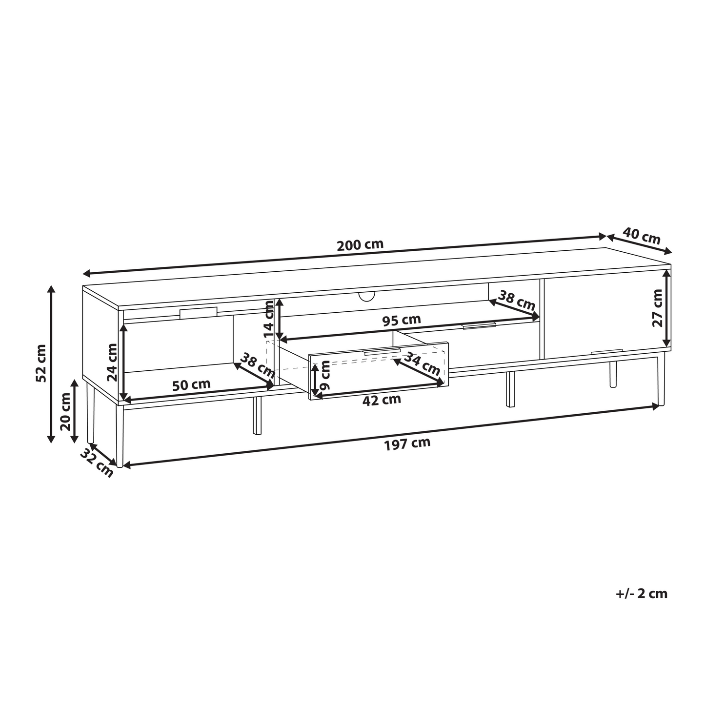 NordicLuxe TV Stand White MDF With Metal Legs Modern Cabinet Cable Management For Living Room