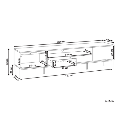 NordicLuxe TV Stand White MDF With Metal Legs Modern Cabinet Cable Management For Living Room