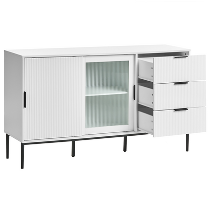 Nova Living White MDF Sideboard 2 Door Cabinet Minimalist Storage