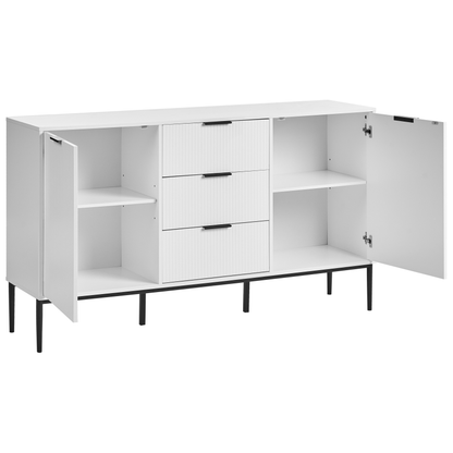 NordicNest Sideboard White MDF 2 Door Cabinet With 3 Drawers