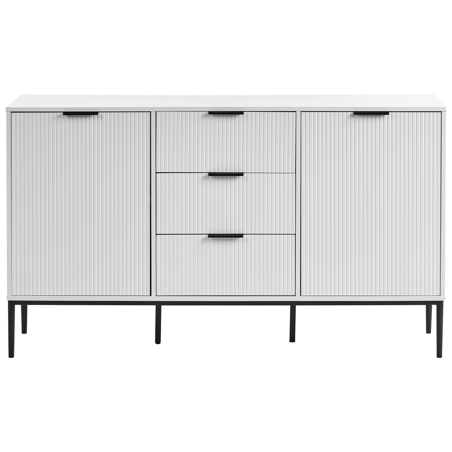 NordicNest Sideboard White MDF 2 Door Cabinet With 3 Drawers