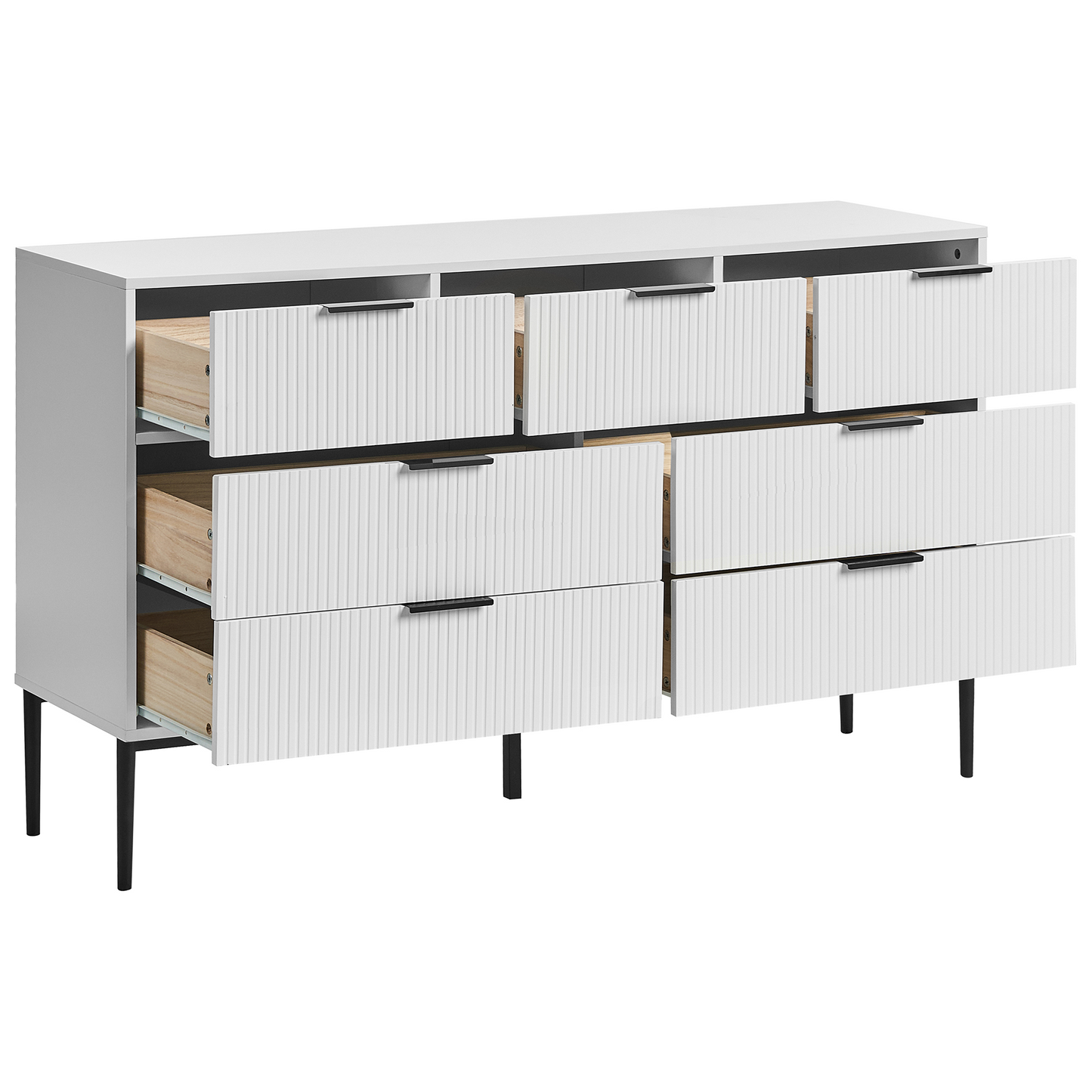 Nova White 7 Drawer Chest MDF With Metal Legs Minimalist Storage