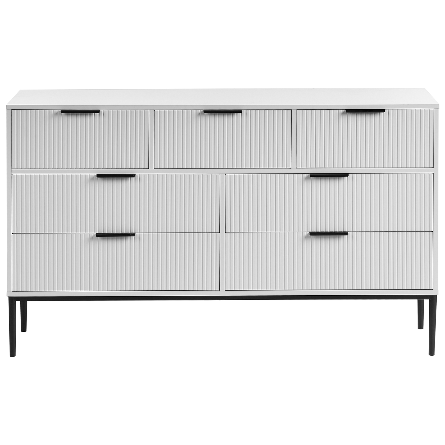 Nova White 7 Drawer Chest MDF With Metal Legs Minimalist Storage