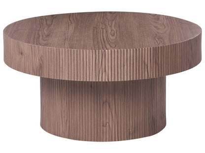 AstraHome Coffee Table Dark Brown MDF Top With Ribbed Leg 80 cm Modern Living Room