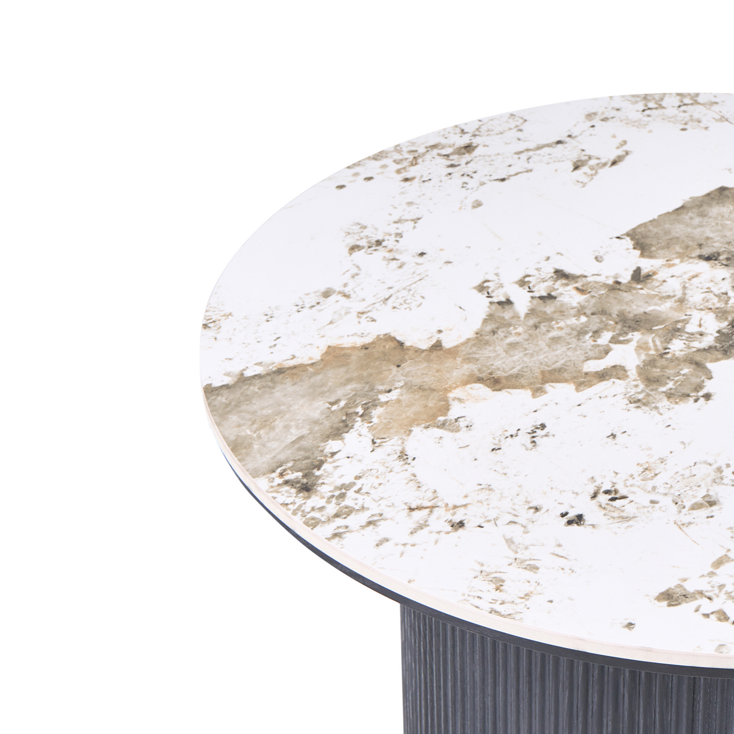 NovaHome Coffee Table Ceramic Marble Top White Ribbed MDF Legs 80 cm
