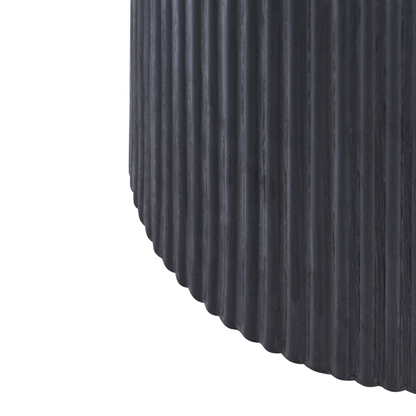 NovaHome Side Table Black MDF Base 45 cm Diameter White Marble Ceramic Top Ribbed Leg