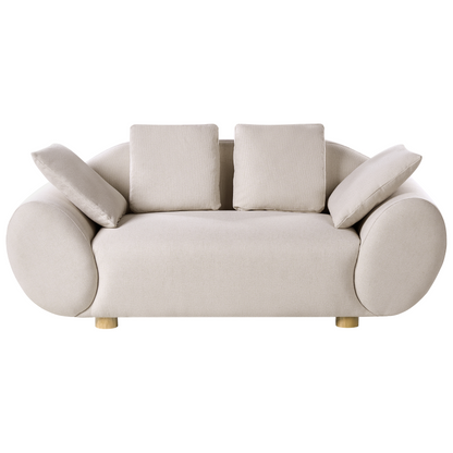 Fabric Living Room Set Light Beige With Rubberwood Legs
