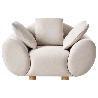 Fabric Living Room Set Light Beige With Rubberwood Legs